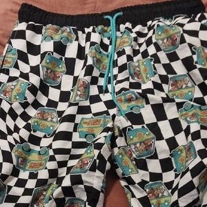 Kids Cartoon Checkered Swim Trunks